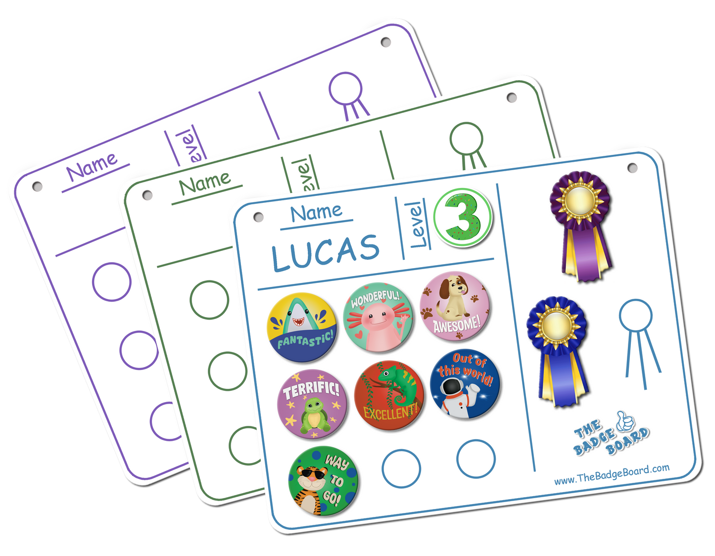 3pk Badge Board Kit (Blue, Green, and Lavender)